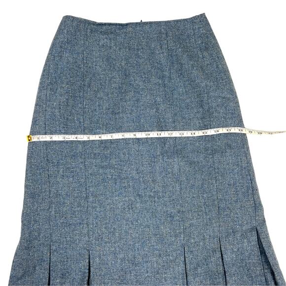 Talbots Career Skirt‎ Blue Pleated Panel Back Zip 100% Wool Modest Women's 10 - Picture 5 of 11